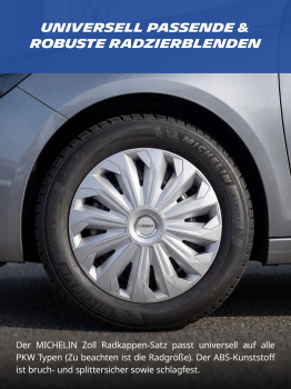 MICHELIN Radzierblenden 35,6 cm / 14 Zoll (silbern mit...