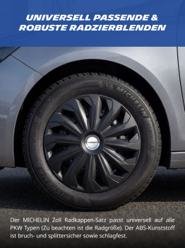 MICHELIN Radzierblenden 35,6 cm / 14 Zoll (schwarz mit...