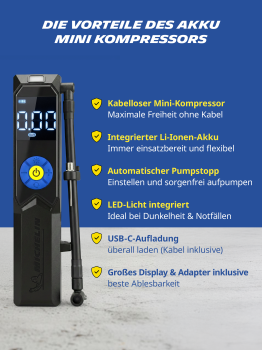 MICHELIN Air Power Mini 2 Akku-Mini-Kompressor 10 Bar